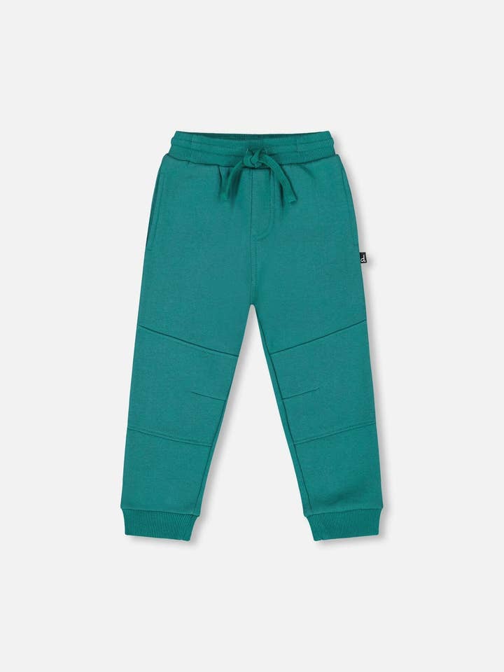 Fleece-Sweatpants mit vorgeformten Knien in Waldgrün für den Großhandel von Deux par Deux