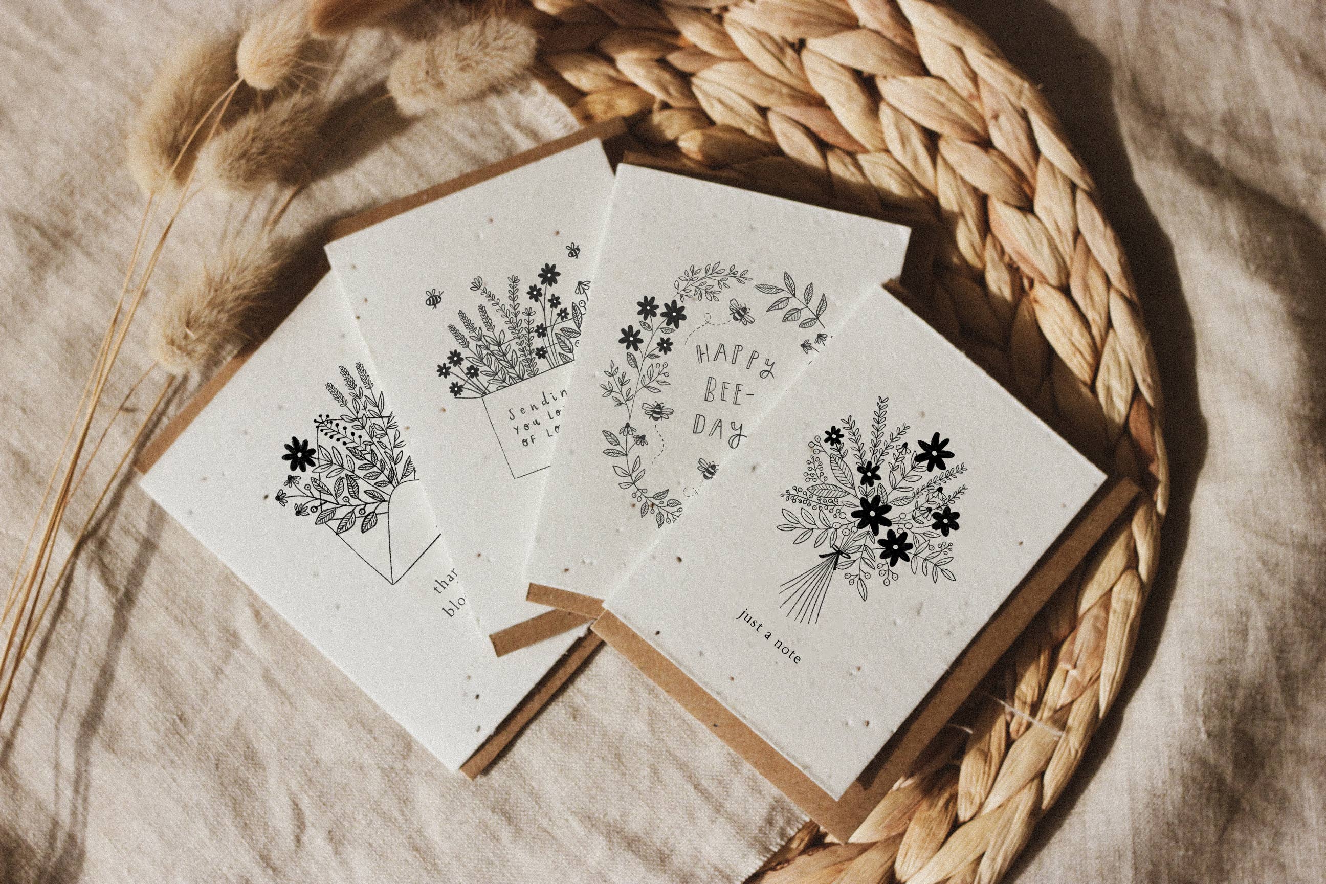 Bobella Co. – wholesale Stationery/notecard set – Pack of 4 Mini Plantable Seed Cards2
