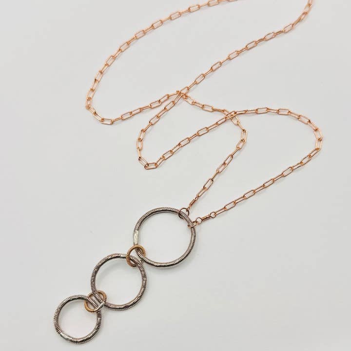 Middle Sister Designs - Wholesale Pendant/Charm Necklace - Long Triple Circle Bass String Necklace4