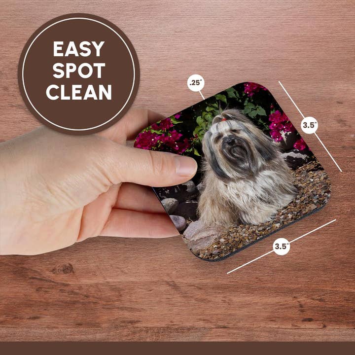 3dRose - Wholesale Coasters - 3dRose, Havanese sitting in front of flowers , Coaster13