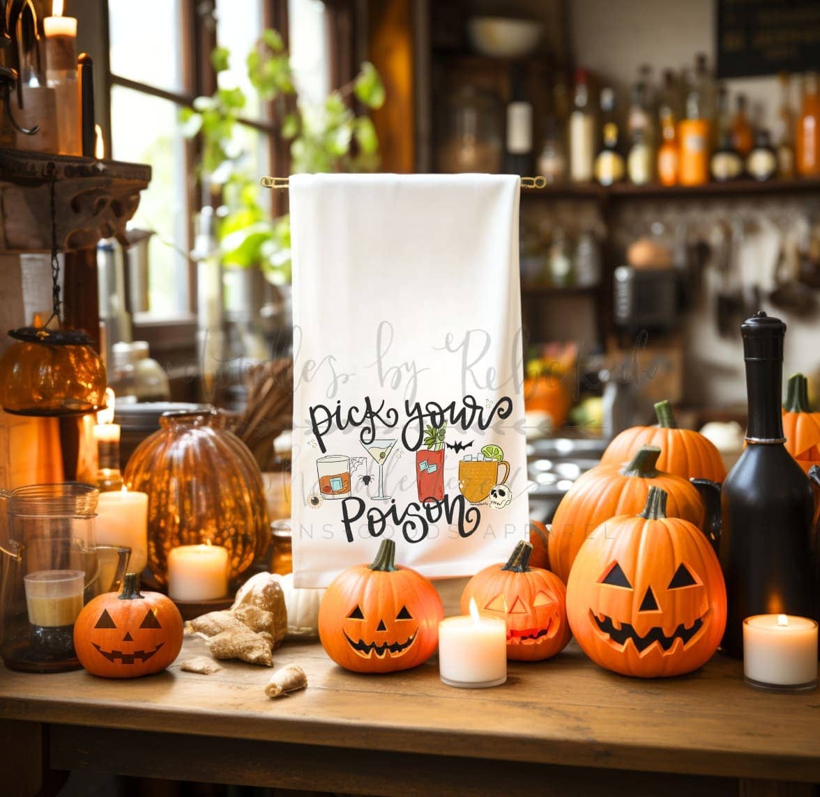 Doodles By Rebekah - Wholesale Tea Towel - Pick Your Poison Cocktail Tea Towel0