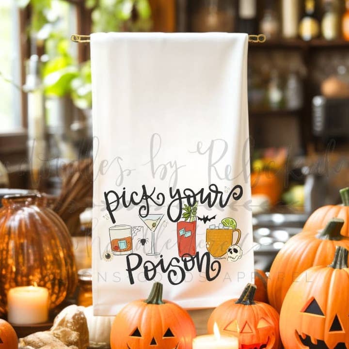 Doodles By Rebekah - Wholesale Tea Towel - Pick Your Poison Cocktail Tea Towel0