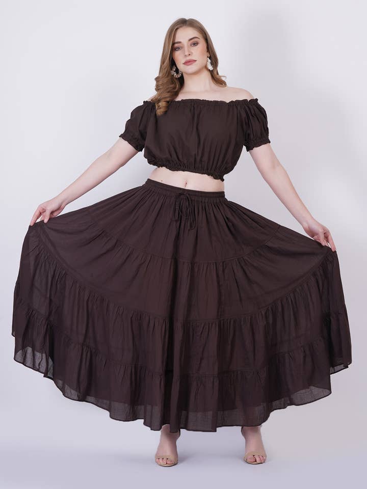 Wevez - Wholesale Skirt - Women's - Women's 8 Yard Solid Belly Cotton Fabric Casual long Skirts1