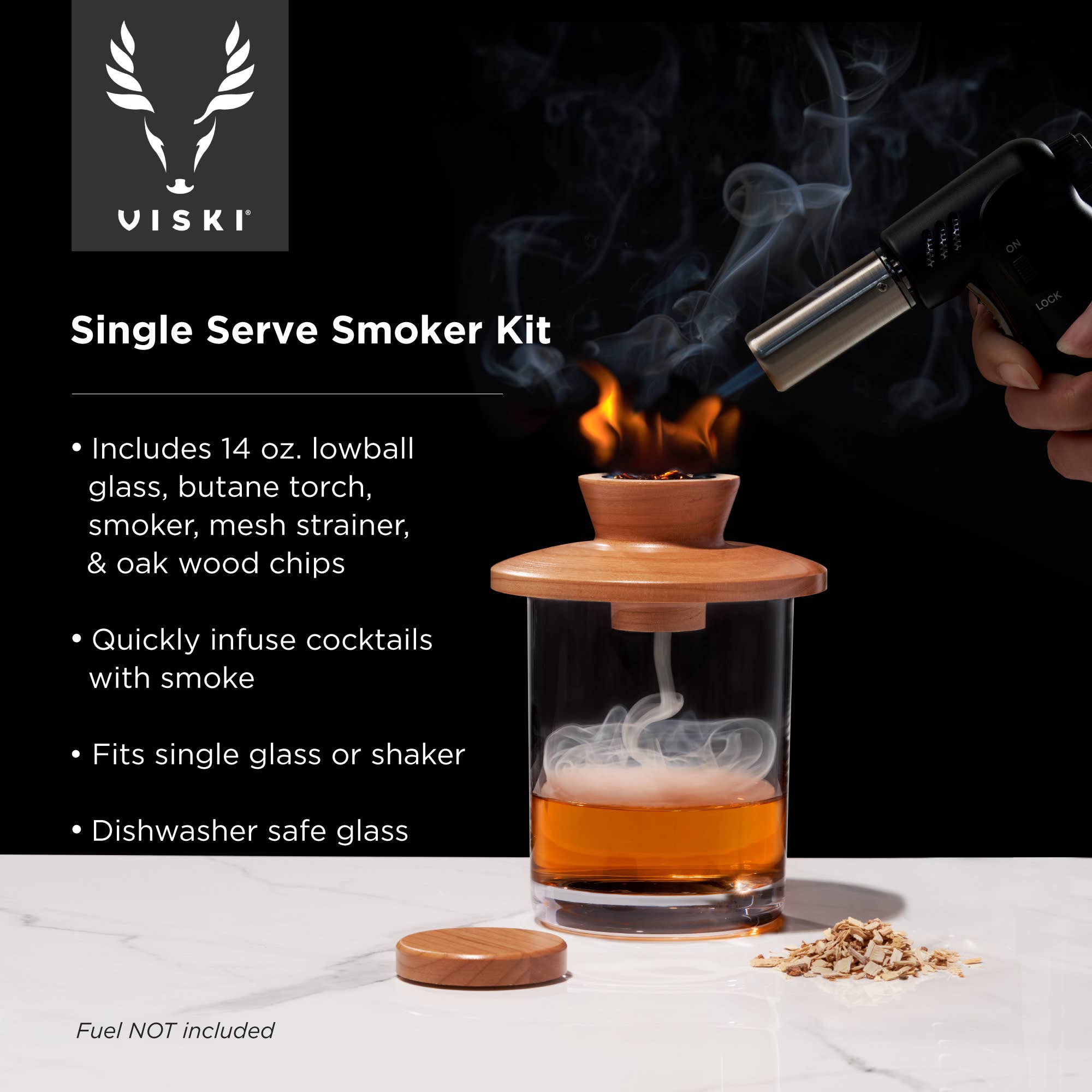 Viski - Wholesale Bar Tool - Old Fashioned Smoker Kit with Torch Alchemi™5