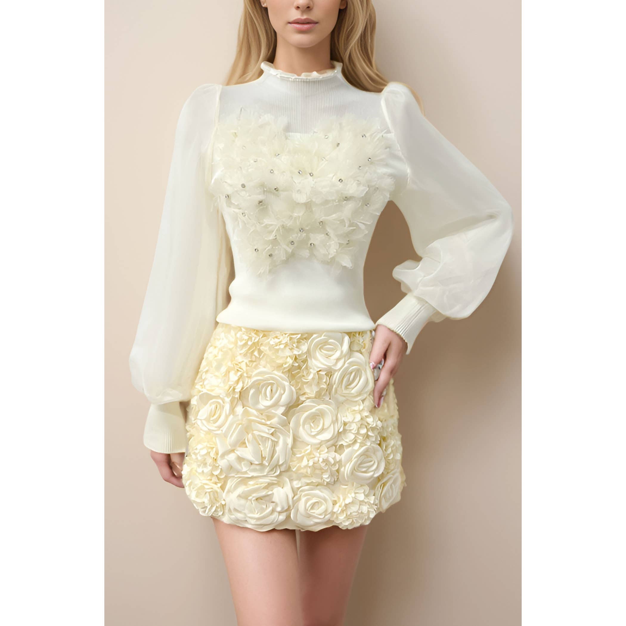 XHHH Inc - Wholesale Blouse - Women's - Floral Embellished Blouse8