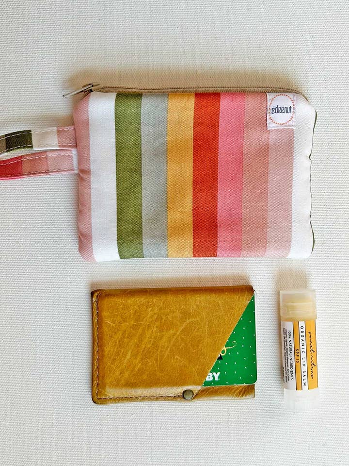 Retro Stripe MINI ZIPPER BAG Coin Purse STORAGE POUCH for wholesale by edeenut