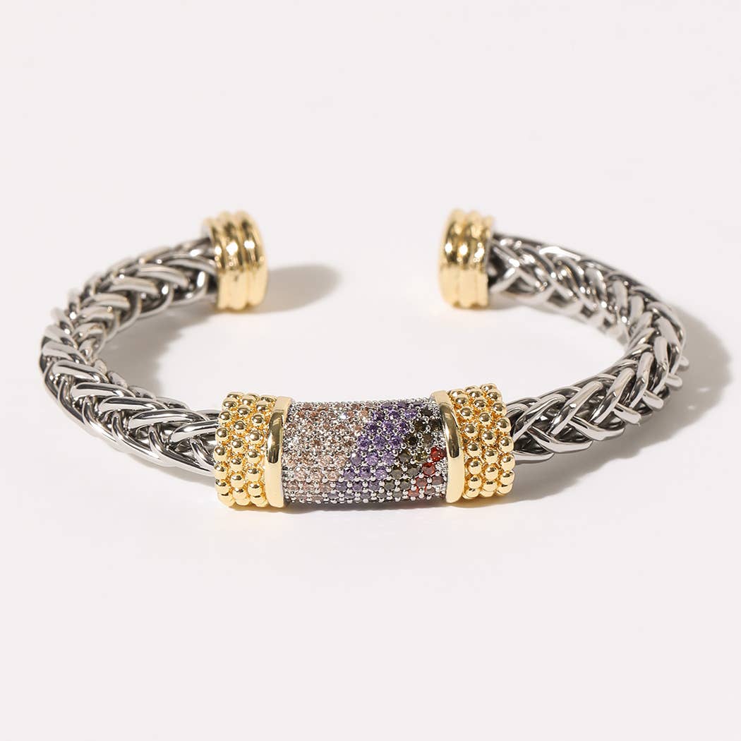 Fashion City – wholesale Manschettarmband – CZ flertonat armband med stångmanschett13