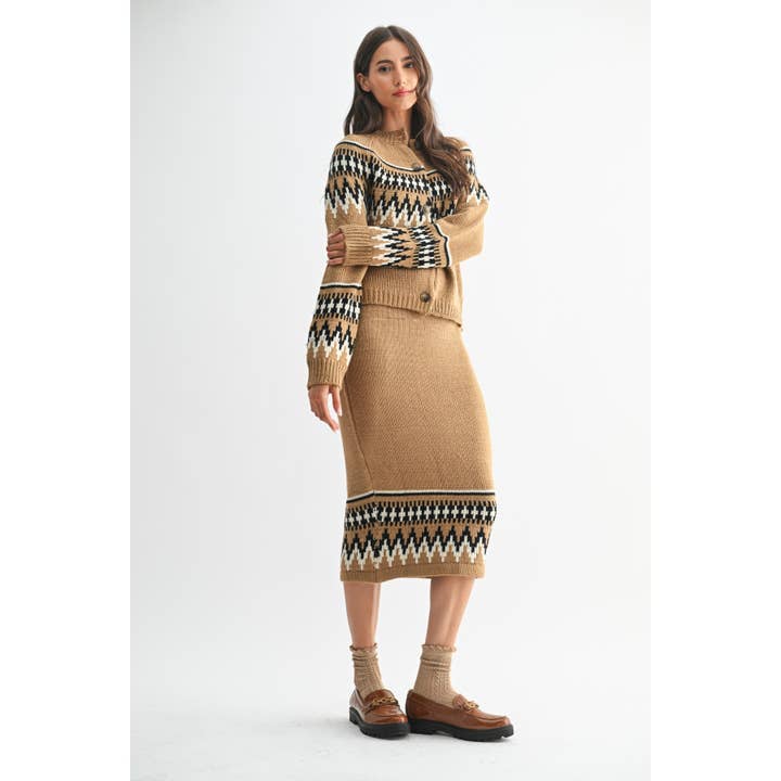 MOKKA MULTI ISLE GESTRICKTES STRICKJACKE UND ROCK-SET für den Großhandel auf Faire7