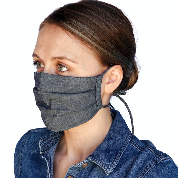 Face Mask - Sentry - Indigo Chambray for wholesale by Rendall Co.