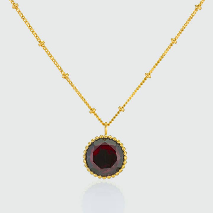Barcelona January Garnet Birthstone Necklace for wholesale by Auree Jewellery