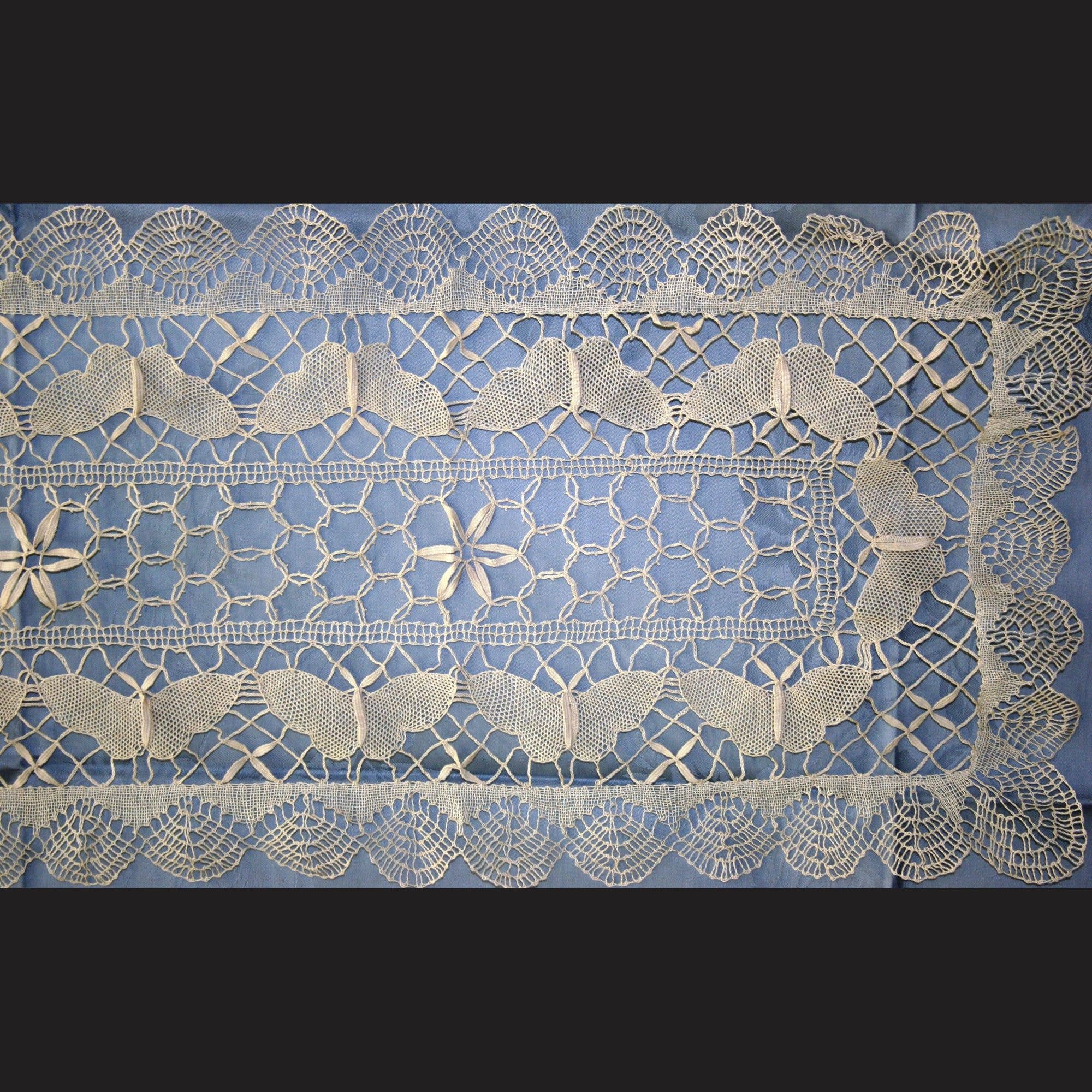 Eastern Sunrise Lace And Linens Inc. – wholesale Table runner – Butterfly Cluny Lace Runner Handmade Bobbin Lace Cotton Ecru2