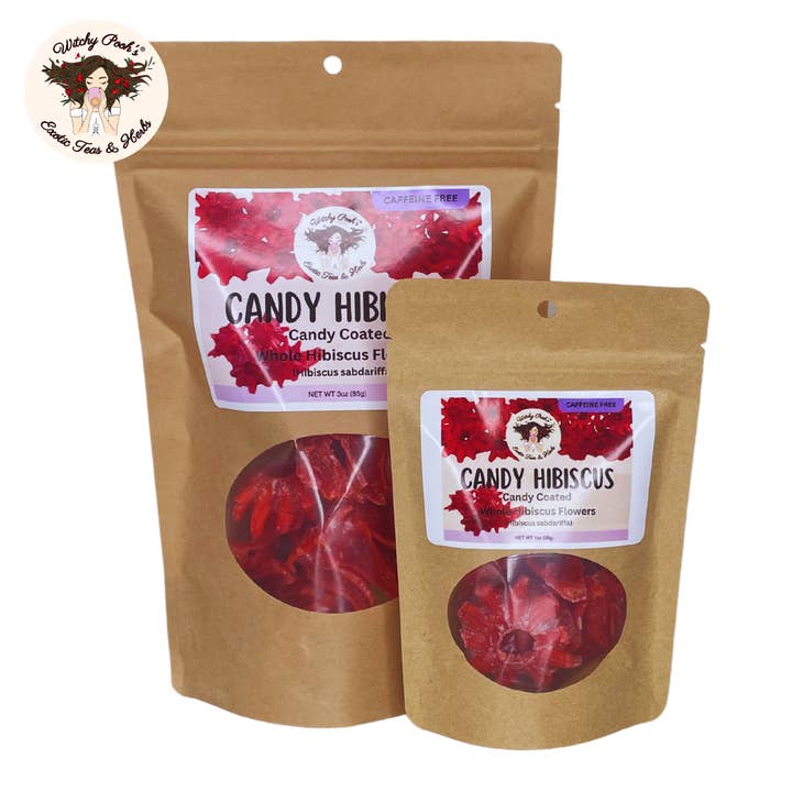 Witchy Pooh's Exotic Teas & Herbs - Wholesale Fruit Snacks - Witchy Pooh's Candy Hibiscus - Candy Coated Whole Hibiscus10