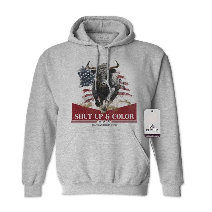 Shut Up & Color - Patriotic Adult Unisex Western Hoodie for wholesale by Remuda Western Wear
