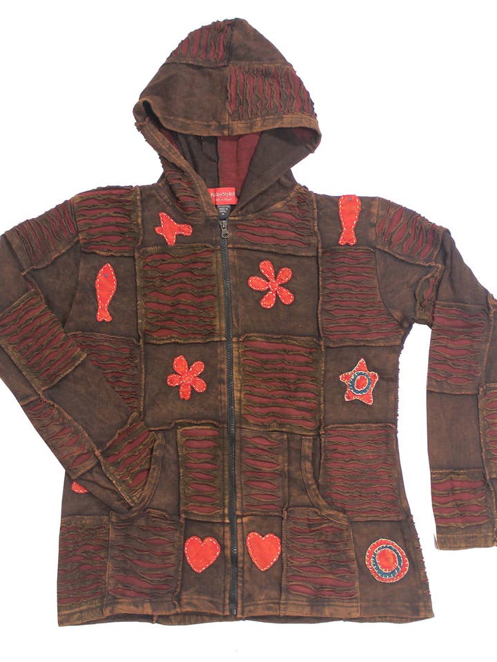 Lungta Imports - Wholesale Hoodie - Dames - Vintage Boheemse hippie-jas met capuchon voor dames, Nepal