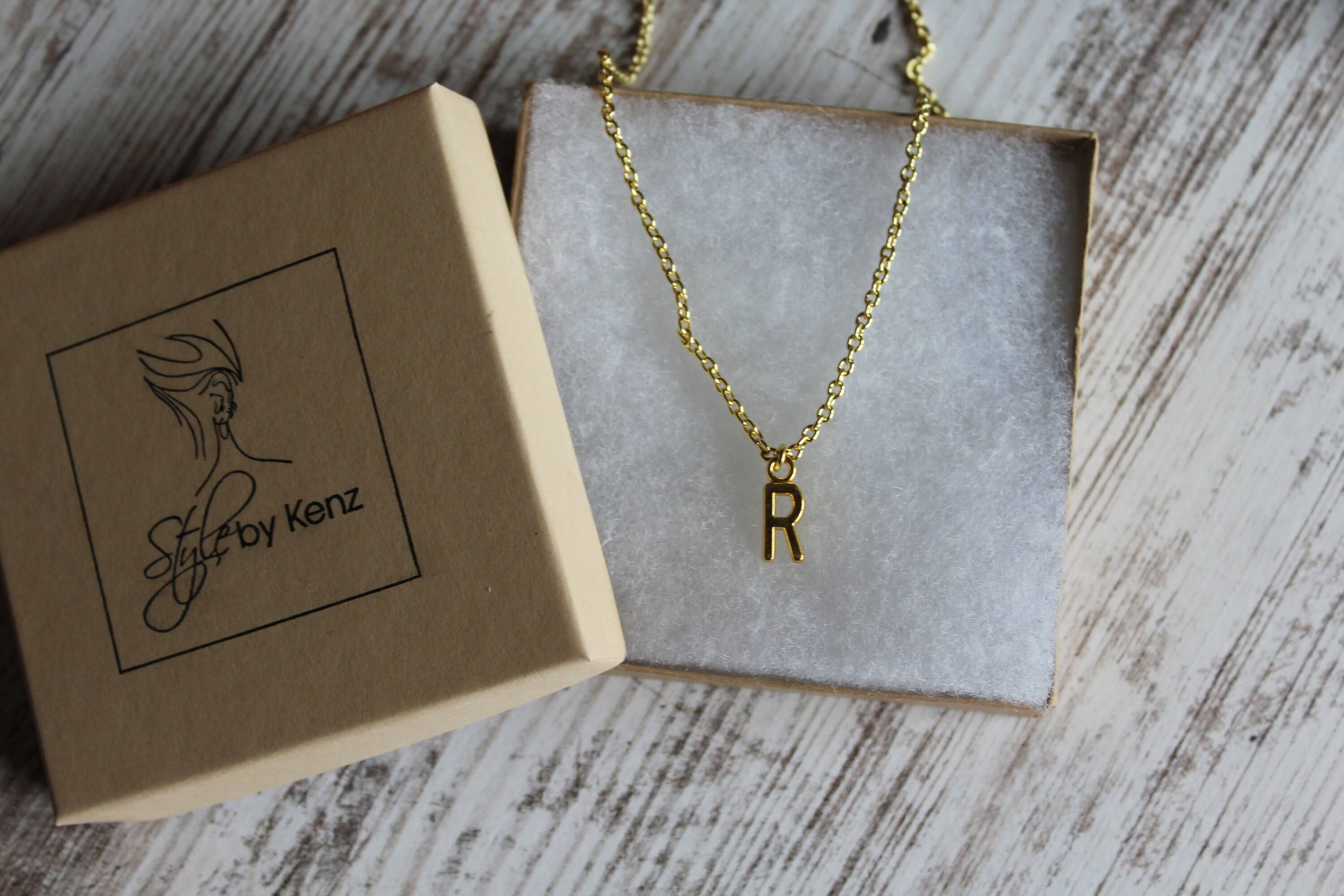 Style by Kenz - Wholesale Pendant/Charm Necklace - Gold Initial Necklace, 12K Gold Plated Initial Necklace3