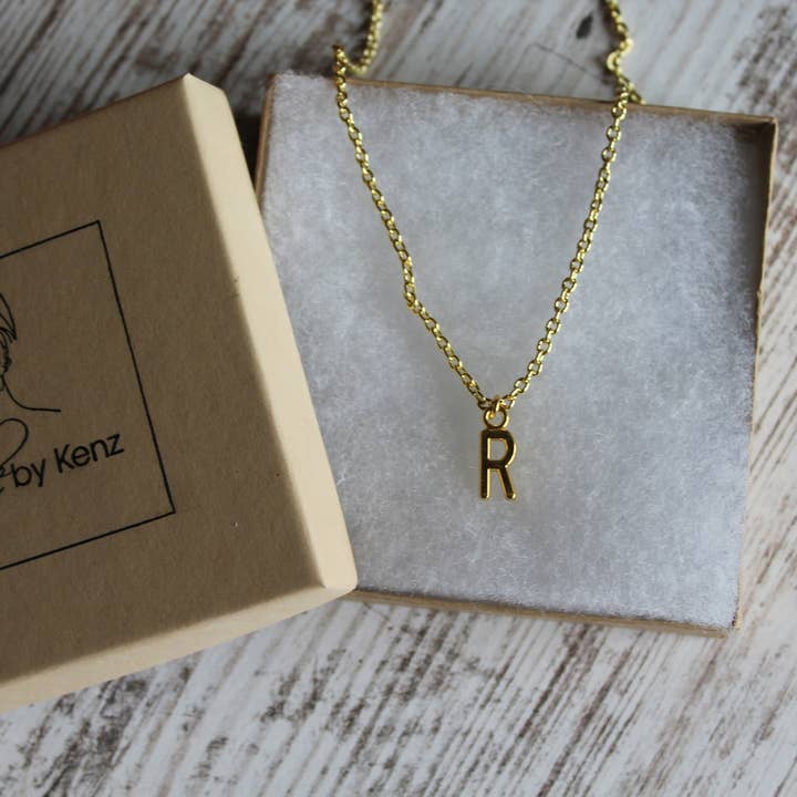 Style by Kenz - Wholesale Pendant/Charm Necklace - Gold Initial Necklace, 12K Gold Plated Initial Necklace3
