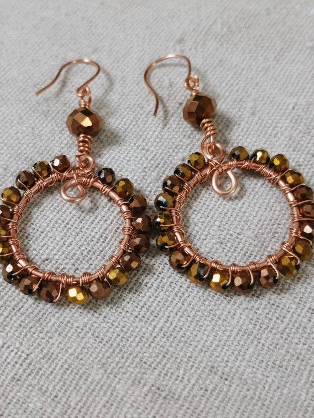 Pendientes de Aro Envueltos en Alambre de Cobre Hechos a Mano | Artesanías American Taina para venta al por mayor de American Taina Crafts