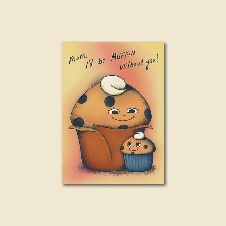 Carte de vœux mignonne sur le thème de la pâtisserie "Maman Muffin" pour maman. pour la vente par Late November Ink