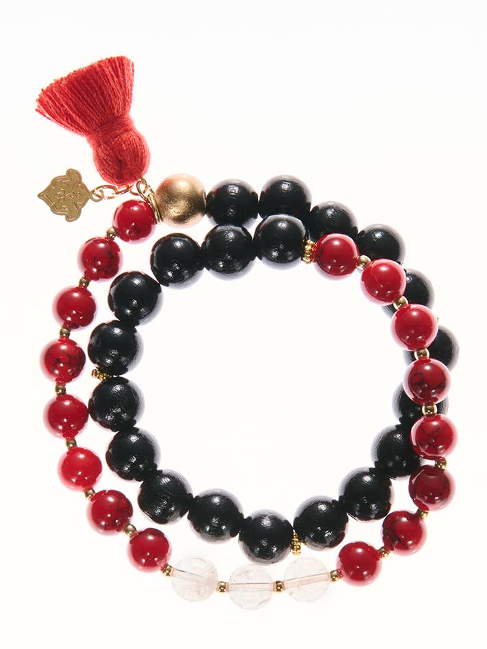 Double Mala Black Red Agate for wholesale by samsara collection