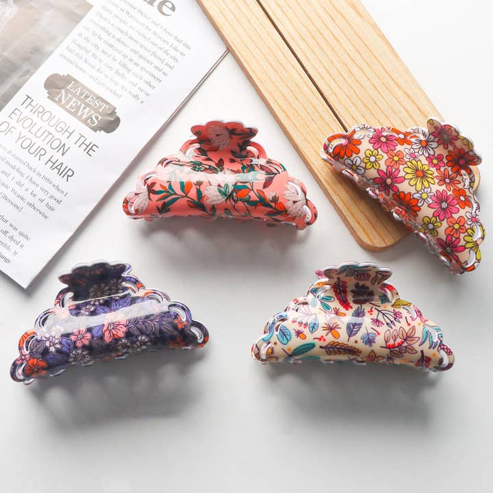 NINEXIS - Wholesale Hair Clip - Women's - CWAHA1419_ACETIC ACID PLANT FLOWERS IRREGULAR HAIR CLAW CLIP3