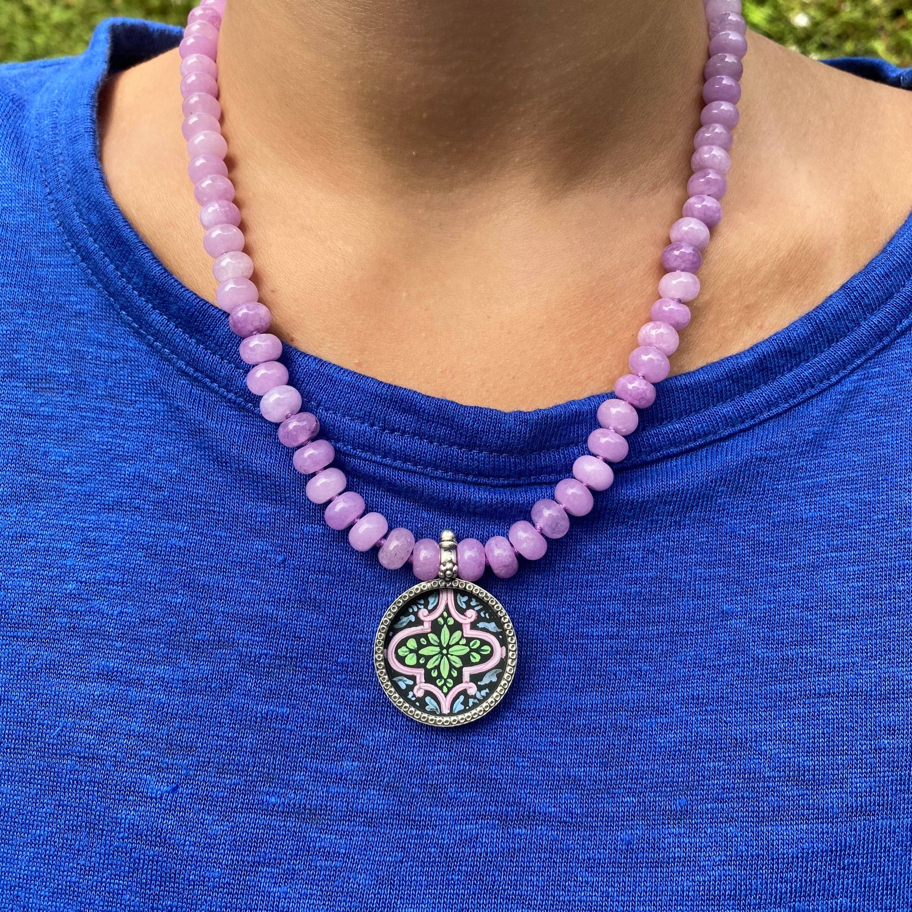 Jen Stock Mindful Designs - Wholesale Pendant/Charm Necklace - Block Print Beaded Necklaces47