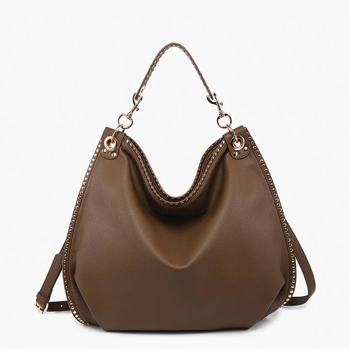 Jen & Co. - Wholesale Satchel - Women's - *SALE* M2576 Carly Studded Slouchy Hobo w/ Long Strap
