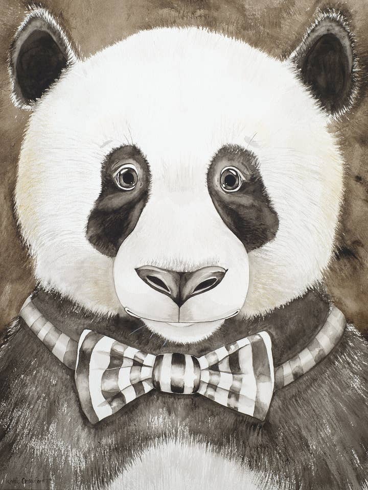 Impresión Giclée de Panda en Mascarada a partir de Acuarela Original para venta al por mayor de Katie Crawford Art