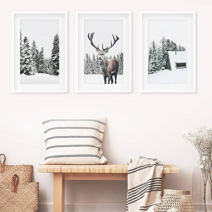 Art Lane - Wholesale Gallery Wall Set - Christmas Wall Art. Winter Forest, Log Cabin, Reindeer9