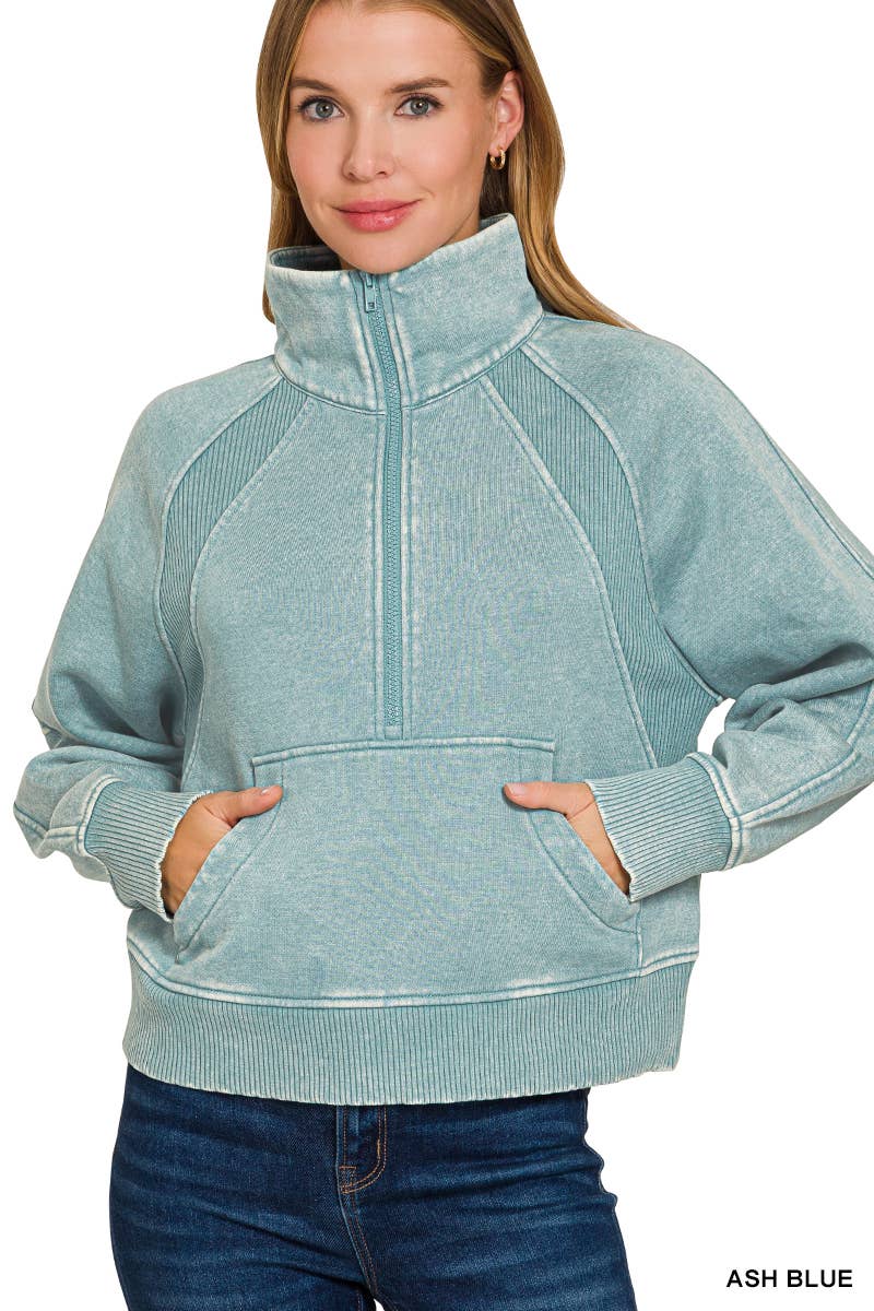 42POPS - Wholesale Sweatshirt - Women's - `.Half Zip Cropped Pullover18