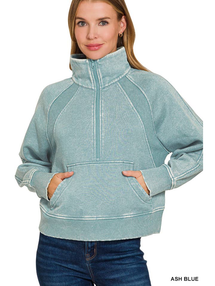 42POPS - Wholesale Sweatshirt - Women's - `.Half Zip Cropped Pullover18
