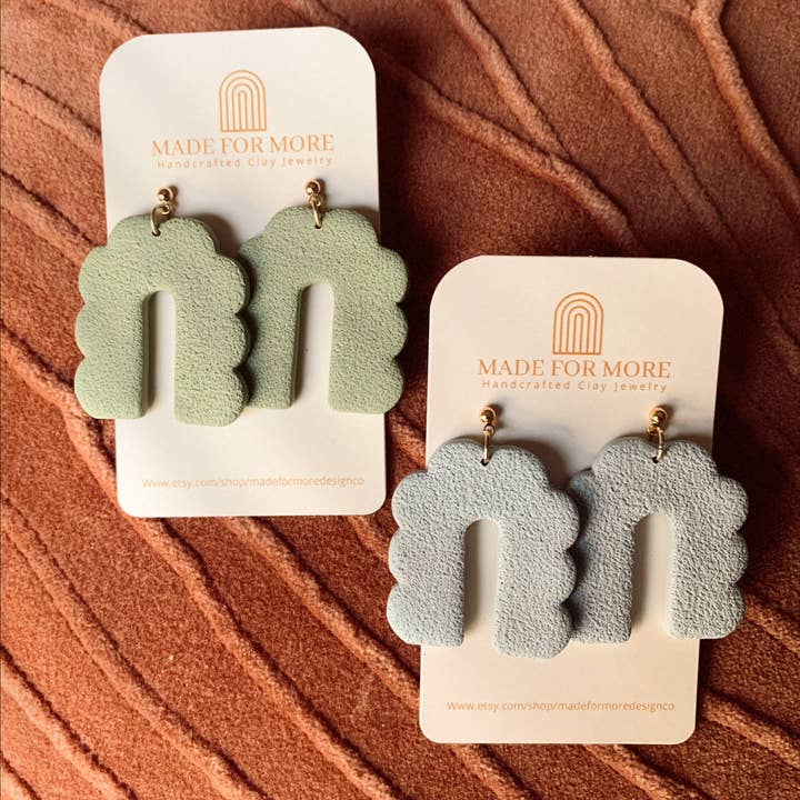 Made For More - Wholesale Dangle Earrings - Spring Clay Earrings | Scalloped Arches | Polymer Clay