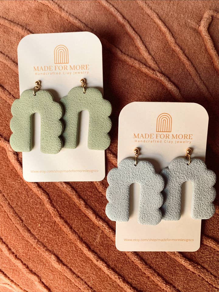 Spring Clay Earrings | Scalloped Arches | Polymer Clay for wholesale by Made For More