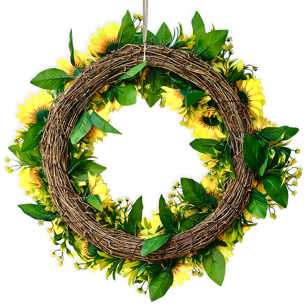 OrnamentallyYou – Coroa de flores por atacado – Grinalda de Girassol para Porta da Frente ou Lar, 20 Polegadas4
