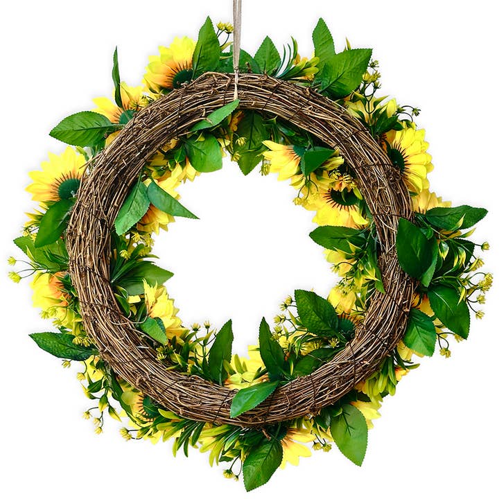 OrnamentallyYou - Venta al por mayor Corona - Corona de girasoles para puerta de entrada o casa, 20 pulgadas4