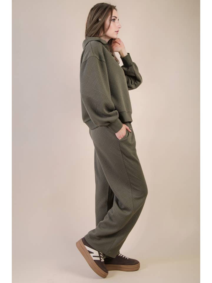 VERY J - Wholesale Lounge Set - Women's - NT12404SET-Textured Knit Casual Comfy Top & Pants Set8