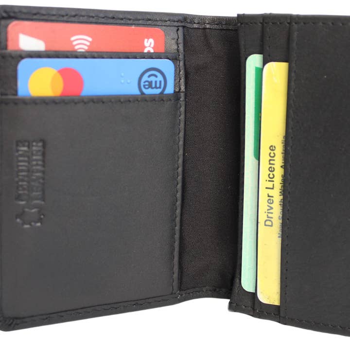 Quality Full Grain Cow Hide Leather Wallet / Card Holder. Black. Style No: 11014 for wholesale by hide & chic