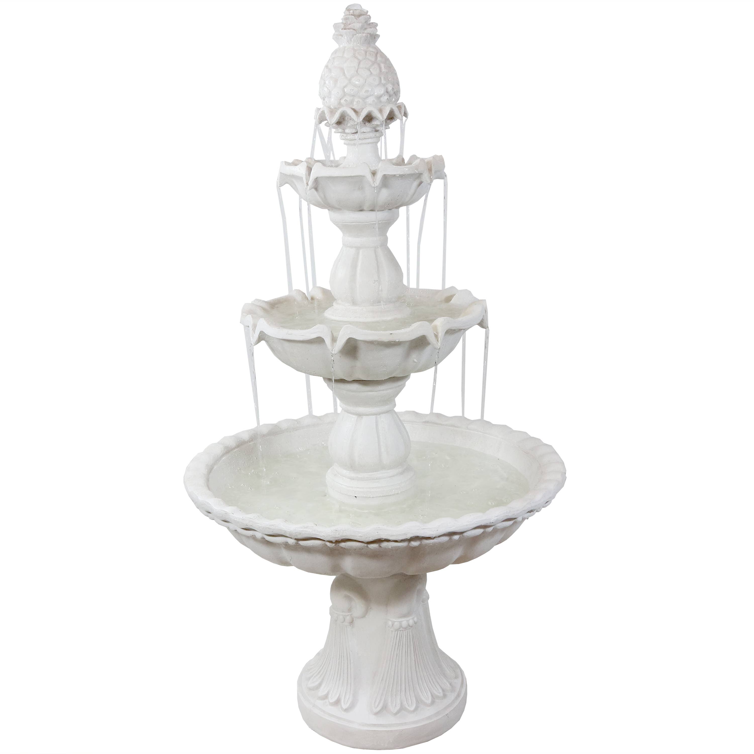 Sunnydaze Decor - Vente Bibelots/décorations d'extérieur - Bienvenue Fontaine d'extérieur à 3 niveaux en fibre de verre - Blanc1