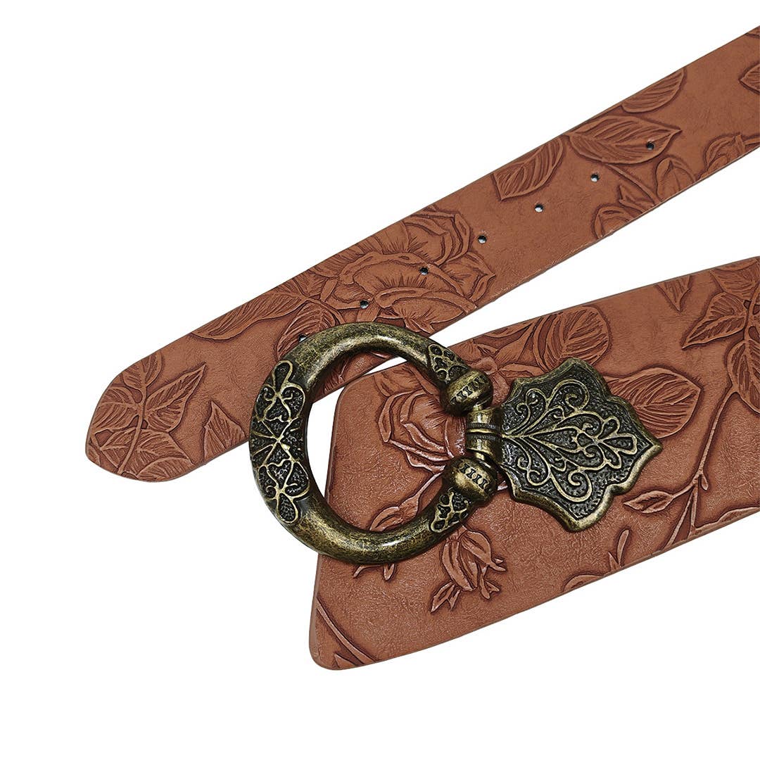 Brown Street Fashion Punk Style Patterned Leather Belt ZK3150 for wholesale on Faire1