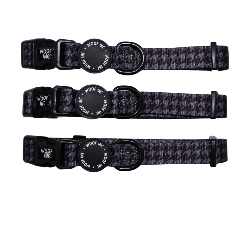 WOOF INC - Wholesale Pet Collar - Dog - Black Houndstooth Adjustable Dog Collar2