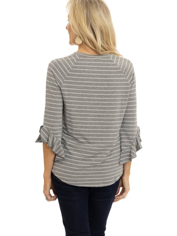Flying Colors Apparel - Wholesale Screen Printed T-Shirt - Women's - Alabama Crimson Tide Striped Renatta Ruffle Top