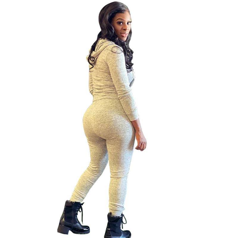 MB Fashion Wholesale - Wholesale Top & Pant Set (NOT Loungewear) - Women's - MB FASHION Zip-Up Hoodie and Jogger Pants Set 12489R21