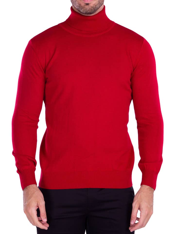 215100 - Red Turtleneck Sweater for wholesale by Bespoke Moda