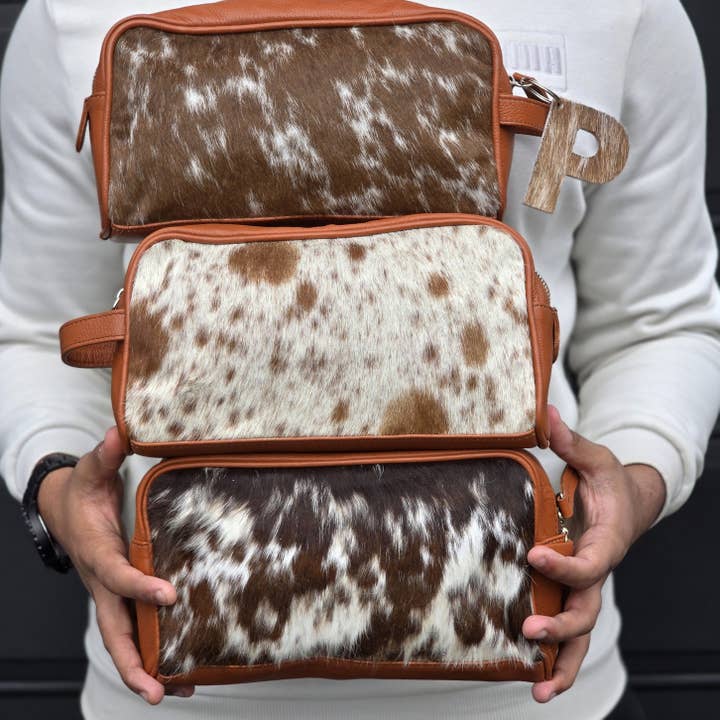 Ranchers Closet - Wholesale Toiletry Bag - Men's - Leather Cowhide Toiletry Bag - Groomsmen Gift - Shaving Kit5