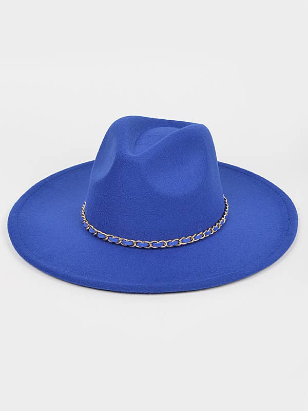 Faux Wool Chain Fedora Hat AMH1722COB for wholesale by anbfashion