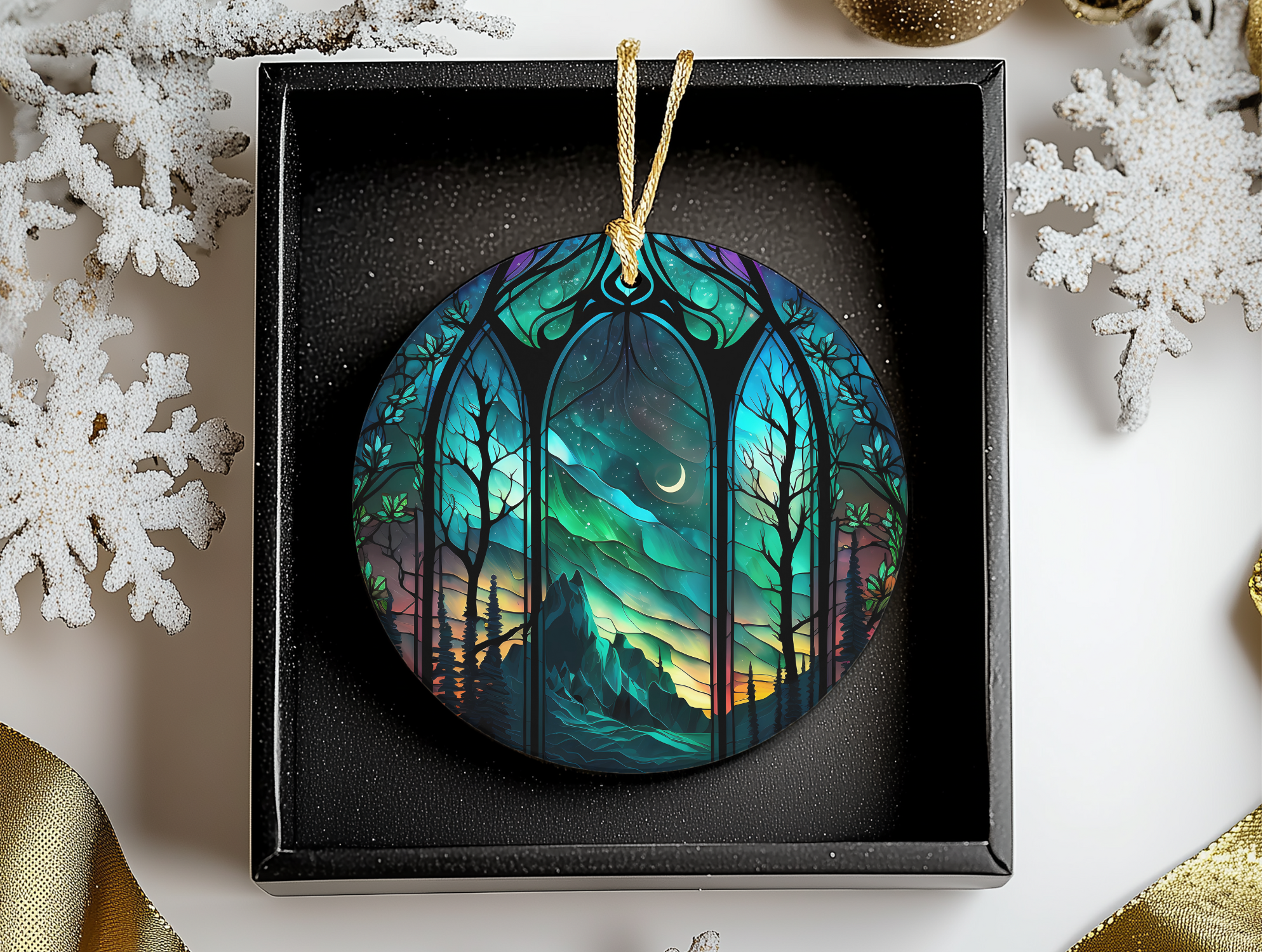 Fernville Creations - Wholesale Ornament - Northern Lights I Ceramic Ornament with Printed Image7