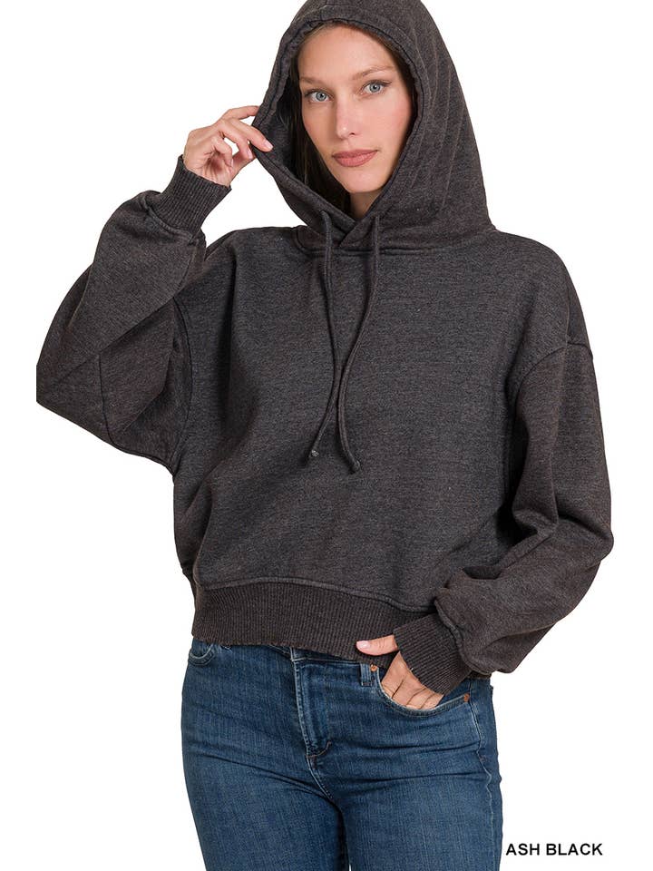 Vanilla Monkey - Venta al por mayor Sudadera con capucha - Mujer - Sudadera con capucha corta de forro polar Acid Wash