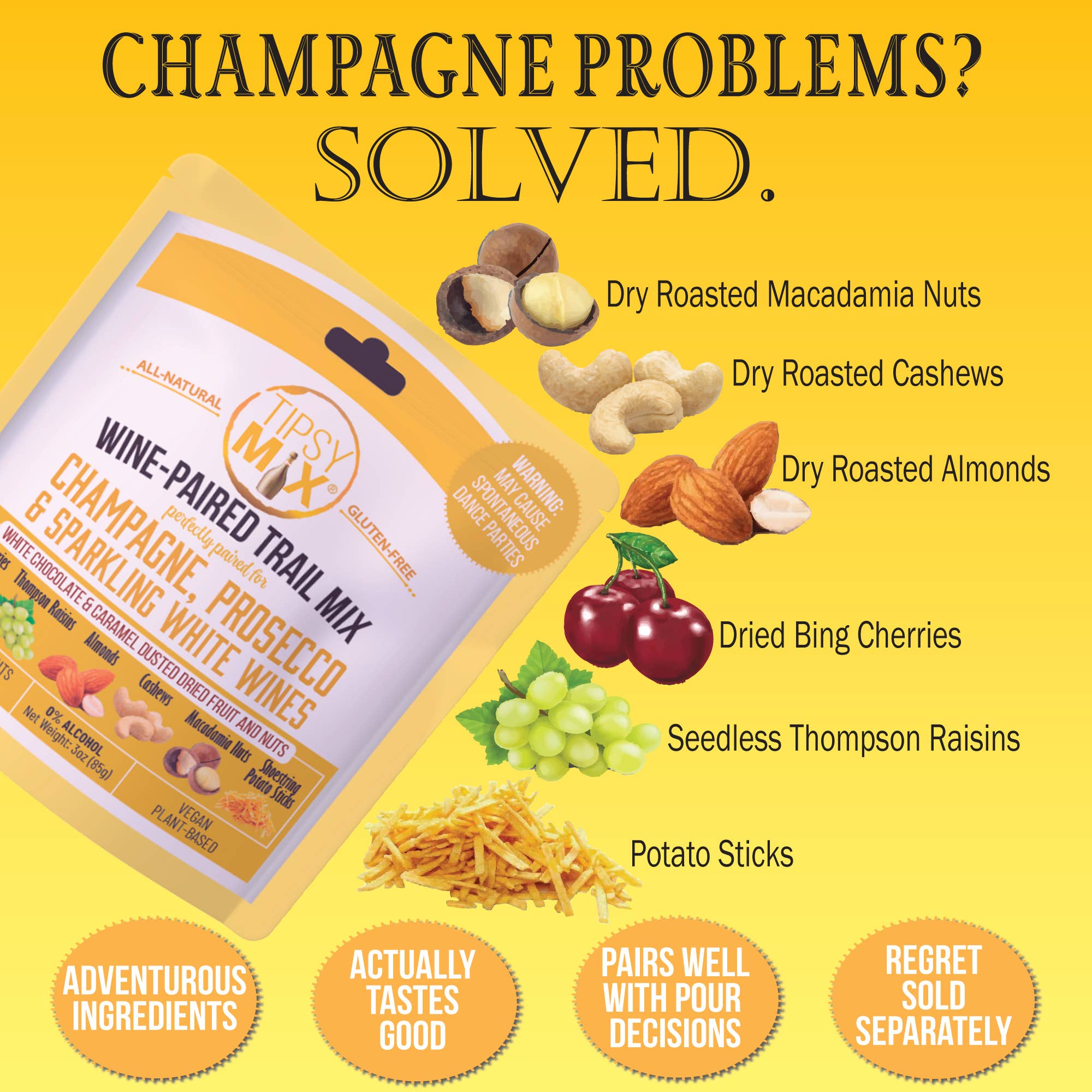 Tipsy Mix - Wholesale Trail Mix - 12. Wine & Liquor Paired Trail Mix MIXED CASE OF 61