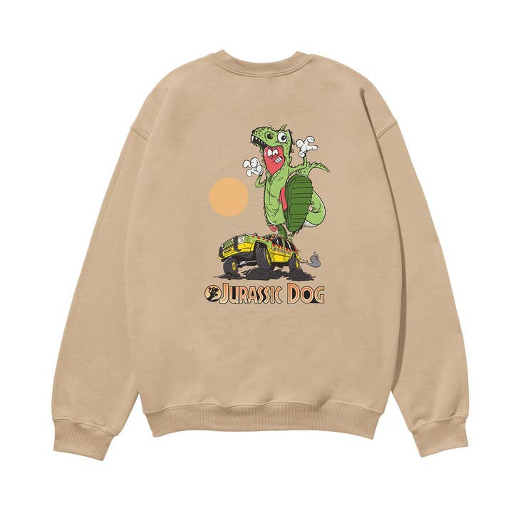 Camisola Orgânica Pesada Jurassic Dog Areia por atacado de Weekend Concept