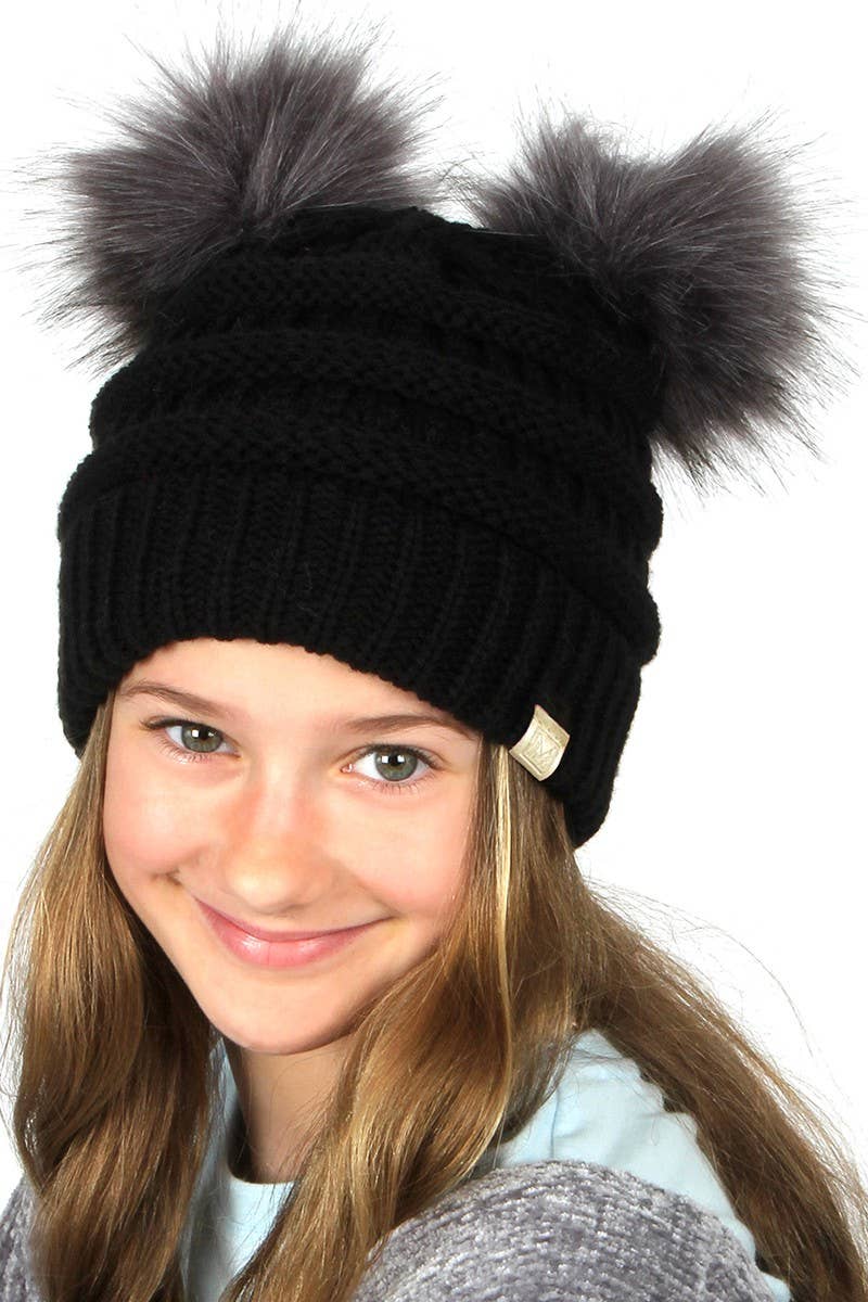 Fashion City - Vendita all'ingrosso Berretto - Bambini - Berretto invernale per bambini con doppio pompon10