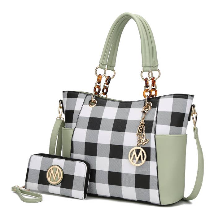 MKF Collection - Wholesale Tote Bag - Women's - MKF Mariely Checker Tote Bag & Wallet Set Women Handbag4